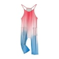 thumbnail image 5 of JTSRKL Jumpsuits for Kids Teen Girls Cute Summer Tie Dye Gradient Print Sleeveless Spaghetti Strappy Rompers Loose Fit Casual Long Romper Overalls with Pockets Red 13-14 Years, 5 of 9