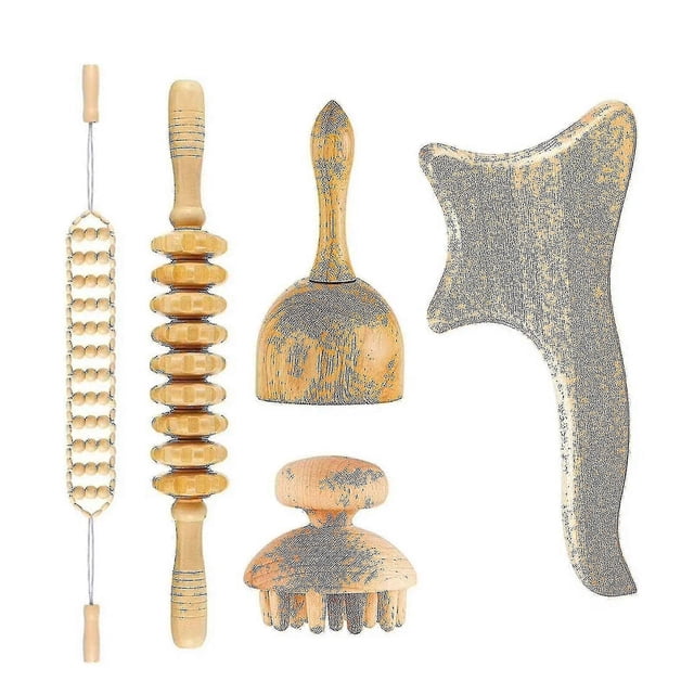 5 In 1 Maderoterapia Kit Wood Therapy Massage Tool Anti-cellulite Massager Set(,)