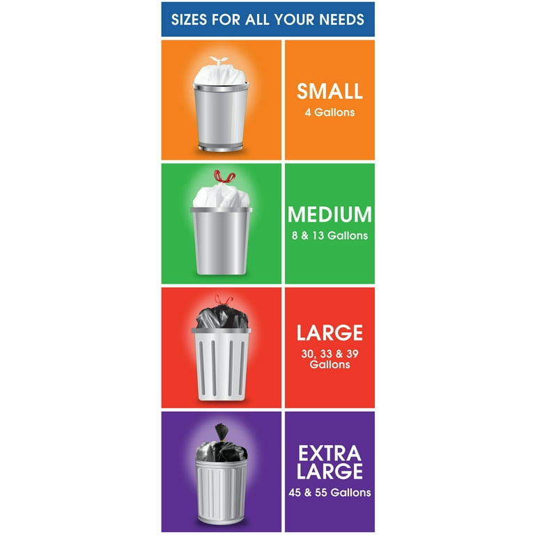 Drawstring 8 Gallon Trash Bags - Medium Trash Bags 8 Gallon Garbage Bags