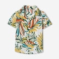 thumbnail image 5 of NIEWTR Boys Vintage Floral Print Short Sleeve Button Up Shirt Casual Summer Tops for Beach & Parties(White,9-12 Months), 5 of 5