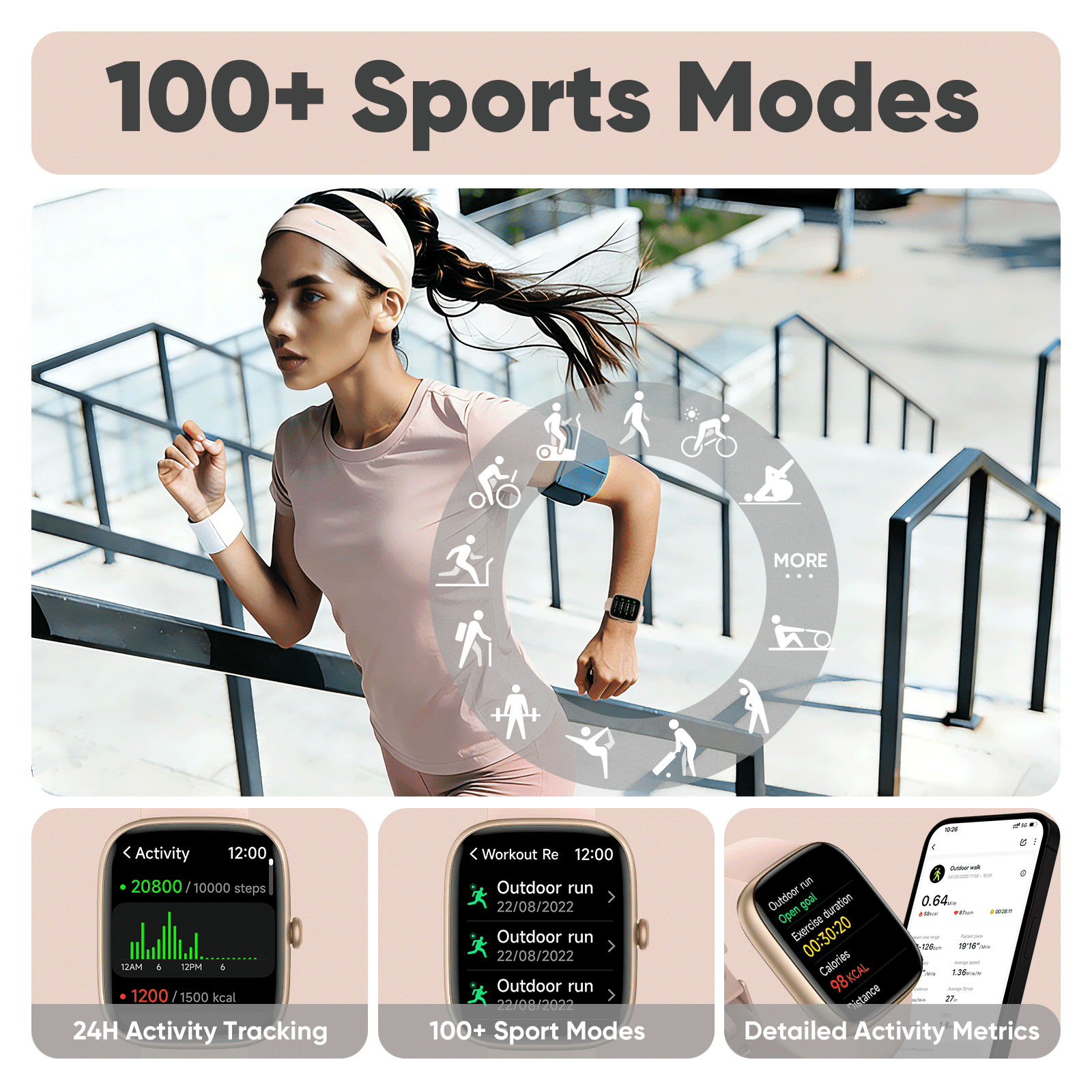 Smart Watches for Men Women (Answer/Make Calls), 1.83" Touchscreen Fitness Watch with 110+ Sport Modes, Fitness Tracker, IP68 Waterproof Smartwatch for Android Ios Pink