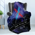 thumbnail image 4 of Galaxy Soft Flannel Fleece Throw Blanket, Gift for Geek Pride Day May 25 Stars Galaxy Universe Theme Pattern Print, Cozy Plush for Indoor and Outdoor Use, 70" x 90", Blue Black and Red, by Ambesonne, 4 of 5