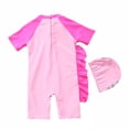 thumbnail image 2 of HAWEE Swimsuit for Girls One Piece Swimwear Unicorn Bathing Suit Short Sleeve Rash Guard Swimwear Zip with Hat, 2 of 6