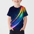 thumbnail image 2 of Girls 3D Galaxy Rainbow Space T-Shirt Digital Print Soft Kids T-Shirt Polyester Spandex Crewneck Short Sleeve Tops Ages 3-15 Years Multicolor,Size 9-10T, 2 of 5