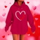 thumbnail image 1 of RKSTN Valentine Gift Woem's Valentines Heart Print Hoodies Plus Size Drawstring Hooded Sweatshirt Top Womens Casual Solid Overszied Graphic Printed Loose Comfy Hood Fall Spring Clothes, 1 of 6