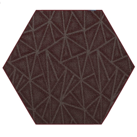Furnish My Place Indoor Floor Rug - 11 ft. Hexagon, Burgundy, Geometrical Print, Customized Area Rug for Bedrooms, Hallways, Living Rooms