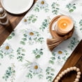 thumbnail image 3 of Daisy Table Runner - 70 Inch Long Spring Eucalyptus Leaves Flowers Botanical Country Cotton and Linen Blended Dress Scarves Farmhouse Table Runner for Kitchen Dining, Coffee Table, 13" x 70", 3 of 8