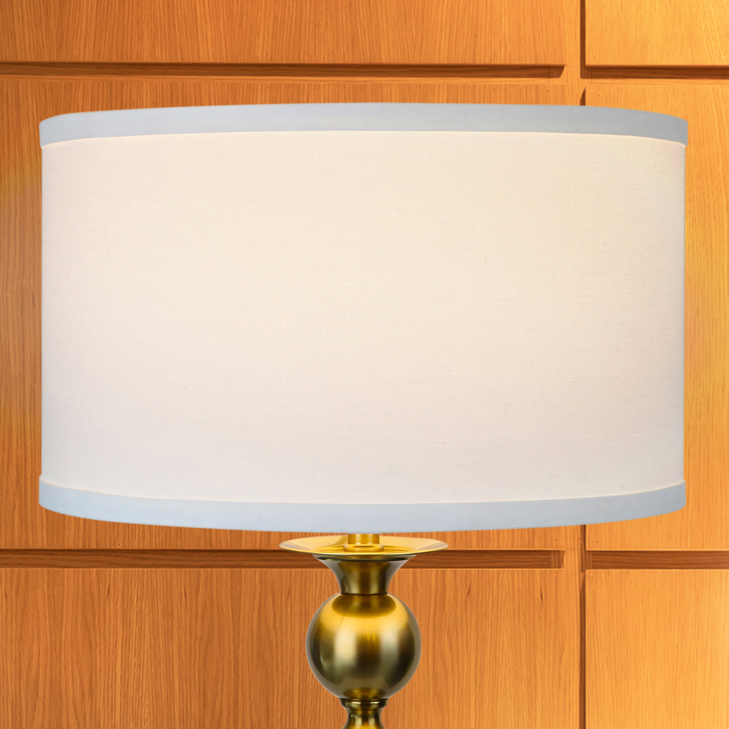 Brightech Riley 60 in. Antique Brass Mid-Century Modern 1-Light LED Super Bright Floor Lamp with White Fabric Drum Shade