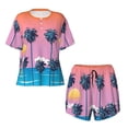 thumbnail image 4 of Lsque Beach with Palm Trees Women's Short-Sleeved Pajama Set - 2 Piece Soft and Lightweight Sleepwear Set-XX-Large, 4 of 9