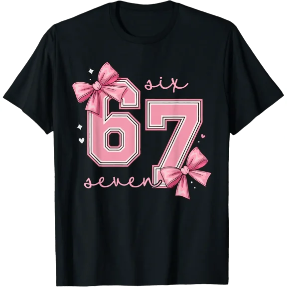 Women 67 Six Seven Pink Coquette Bow T Shirt Size S-5XL