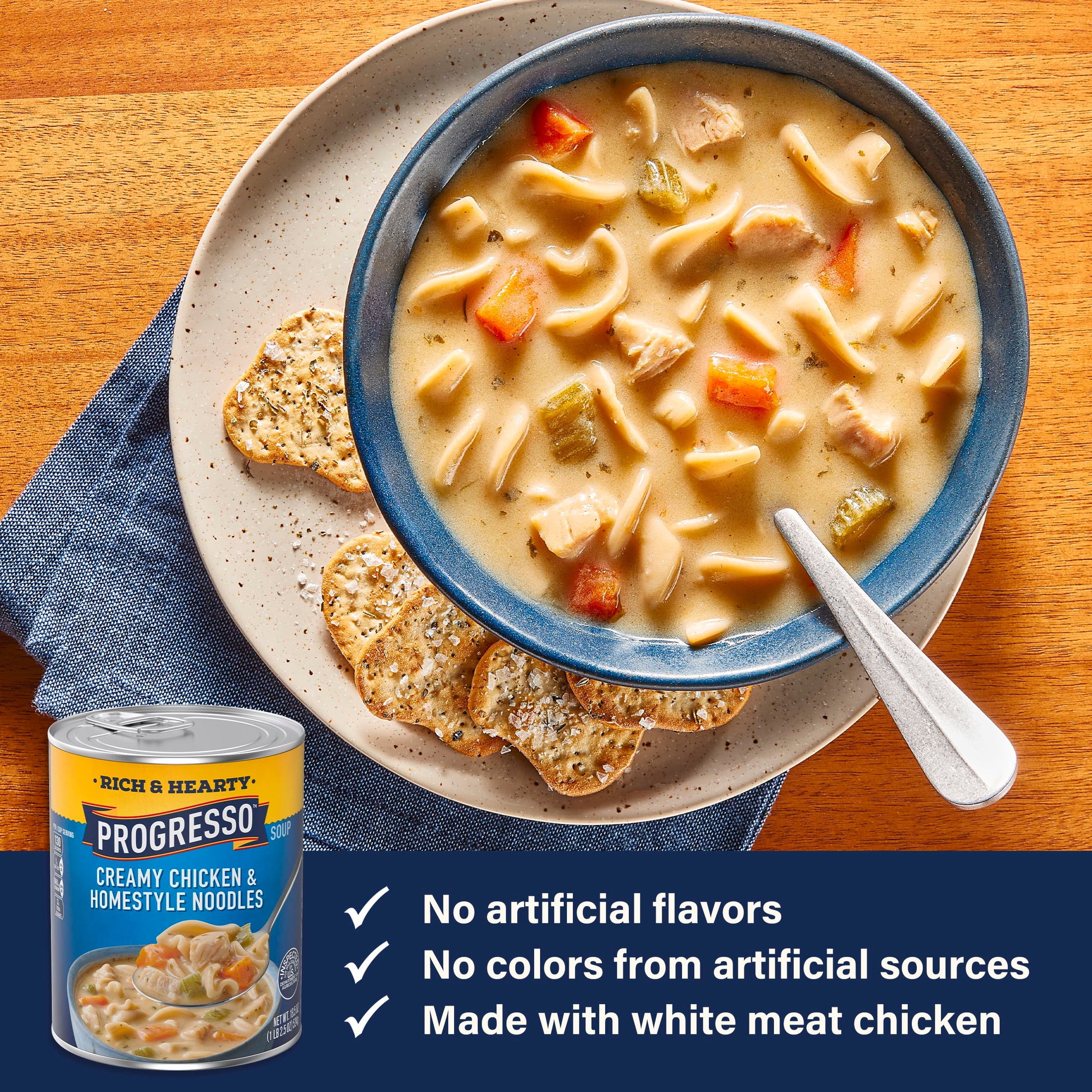 (12 pack) Progresso Creamy Chicken and Homestyle Noodles Soup, Rich and Hearty Canned Soup, 18.5 oz