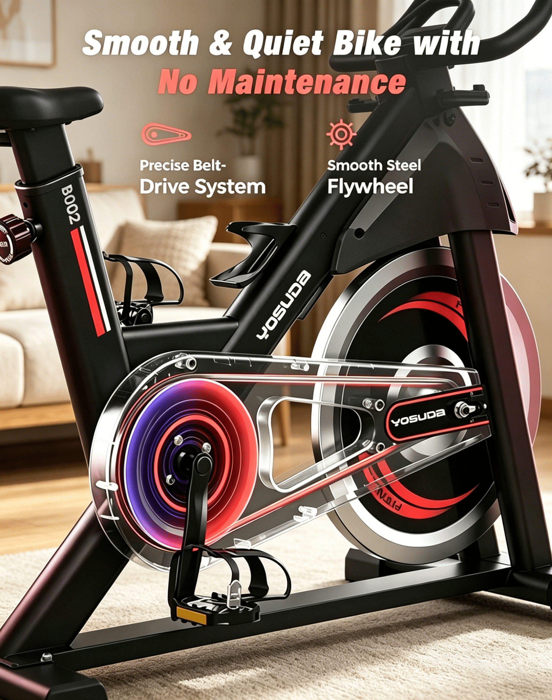 YOSUDA Exercise Bike-Stationary Indoor Cycling Bike for Home 330 Lbs Weight Capacity, Comfortable Seat Cushion and LCD Monitor
