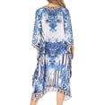 thumbnail image 2 of Sakkas Kristy Long Tall Lightweight Caftan Dress / Cover Up With V-Neck Jewels - Blue / White - One Size, 2 of 5
