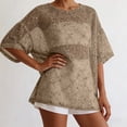 thumbnail image 6 of SSZMDLB Women Sequins T-Shirt Short Sleeve Round Neck Casual Basic Tee Holiday Party Tops Summer Fashion Outfits Workout Clothes, Brown L, 6 of 6