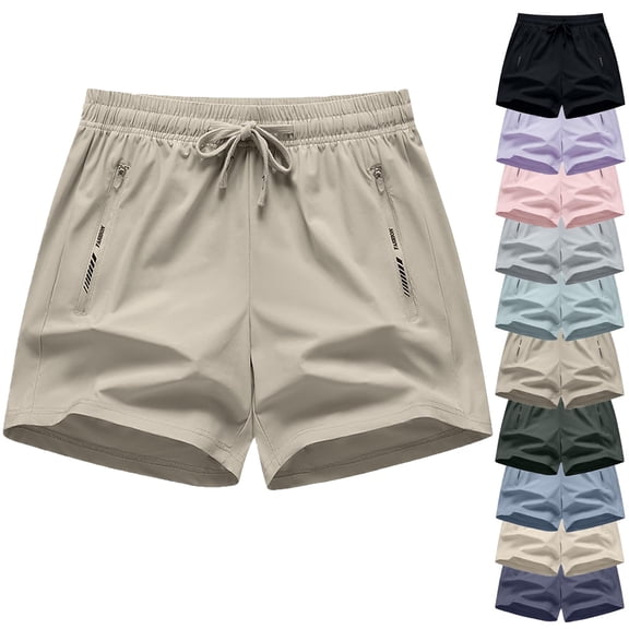 Vibrex Workout Shorts for Women Elastic Waist Shorts Pants Casual Summer Fashion Pockets Shorts Drawstring Lightweight Sweatshorts with Zipper Pockets