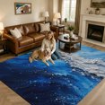 thumbnail image 2 of Abstract Ocean Area Rugs 8'x10', Washable Small Throw Rugs for Living Room Patio, Coastal Beach Sea Blue White Modern Art Indoor Outdoor Rug Non-Slip Low Pile Carpet Runner Reversible Floor Mats, 2 of 8