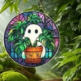thumbnail image 3 of Cute Ghost Plant Suncatcher, Ghost Stained Glass Hanging Ornament, Ghost with Plants Pots Acrylic Window Hanging for Window and Wall Hang Halloween Decoration(15cm), 3 of 9