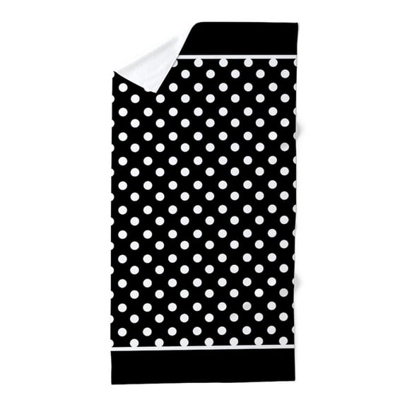 CafePress - Black And White Polka Dots Pattern Background Beac - Large Beach Towel, Soft 30"x60" Towel with Unique Design
