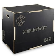 Philosophy Gym 3 in 1 Non-Slip Wood Plyo Box, 30" x 24" x 20", Black, Jump Plyometric Box for Training and Conditioning