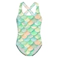thumbnail image 3 of Girls Piece Rash Guard Swimsuit for Girls Long Sleeve UPF 50+ with Skirt Ideal for Outdoor Spring Summer Swimming, 13-14 Years, Mint Green, 3 of 4