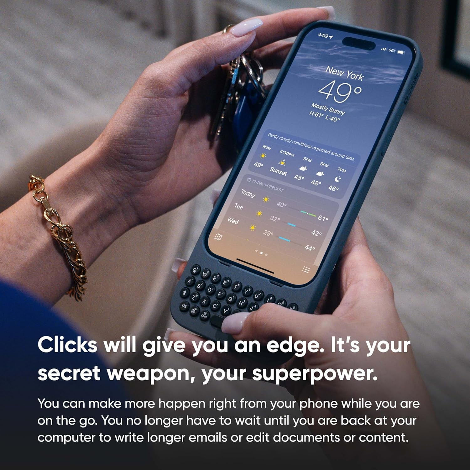 Keyboard for iPhone 15 Plus – Keyboard Case for Premium Typing Experience – Faster, Accurate Typing, Charge as Normal – Miami Beach