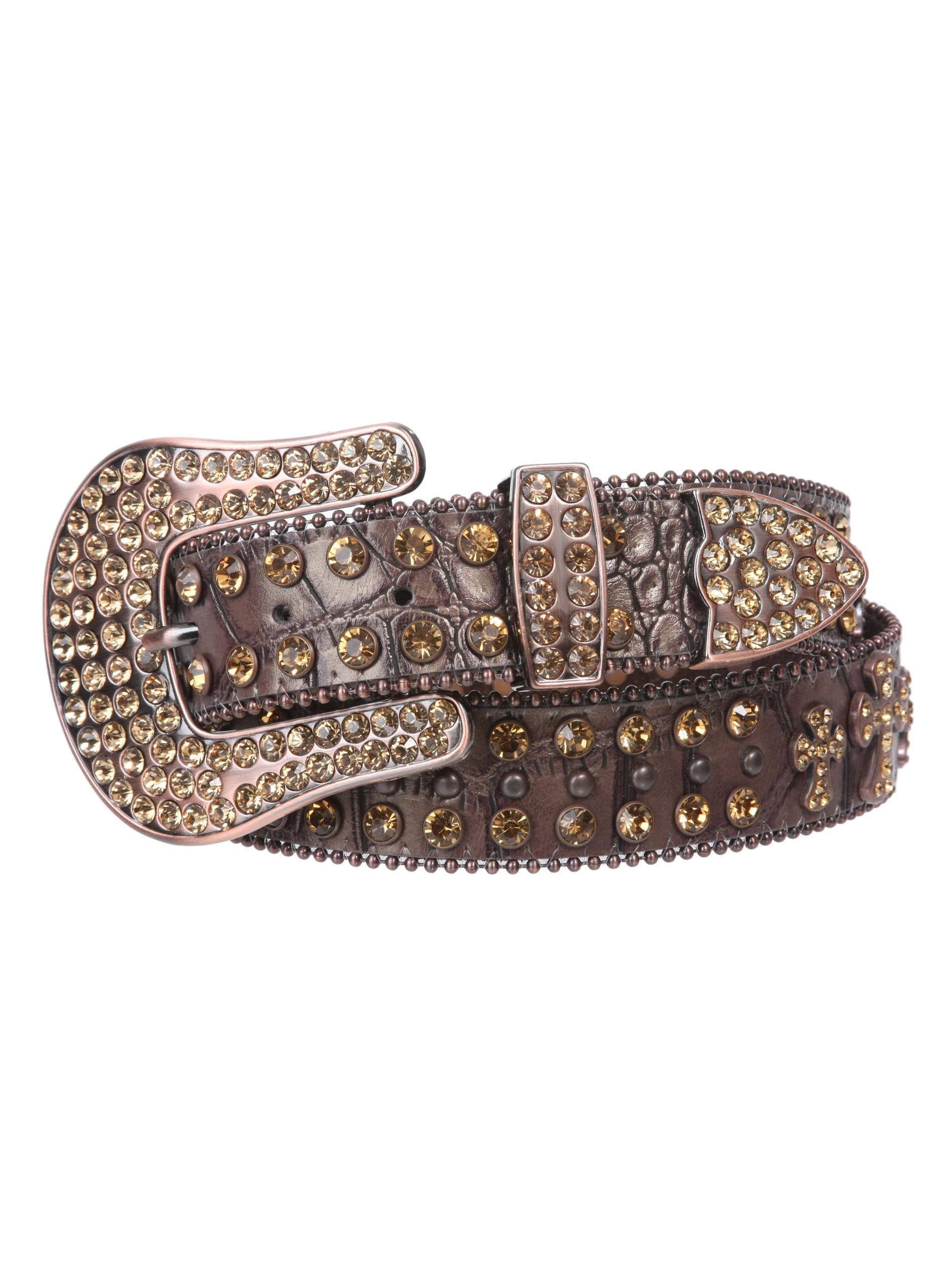 western rhinestone crystal leather belt
