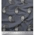 thumbnail image 1 of Soimoi Polyester Crepe Fabric Paisley Block Printed Fabric 1 Yard 52 Inch Wide, 1 of 3