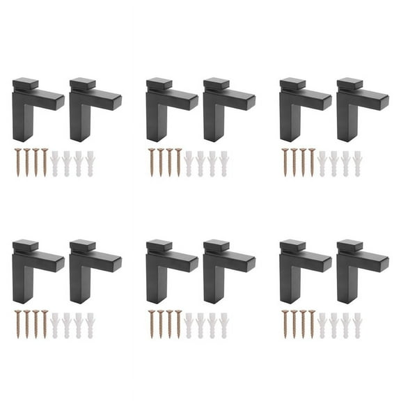 12 Pcs Adjustable Wood/Glass Shelf Bracket Wall Mount Heavy Duty Floating Brackets for 3-28mm Thick Shelves,Black