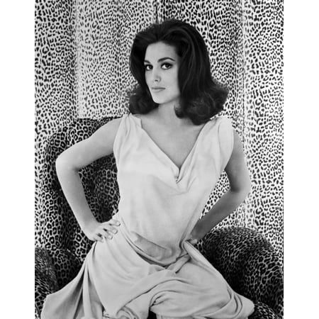 Leopard Photo - Linda Harrison on a Dress with Leopard Background Photo Print