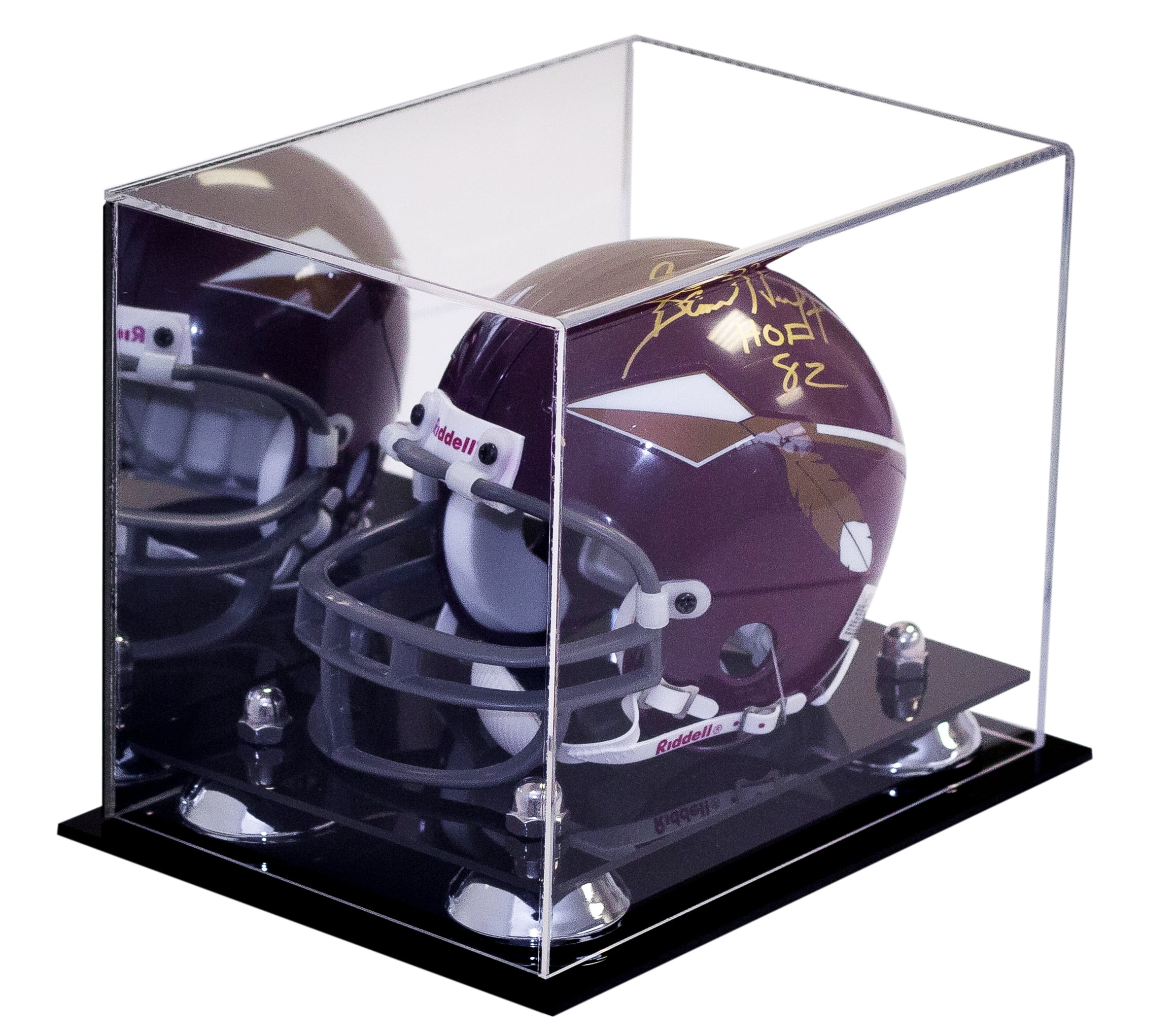 Deluxe Acrylic Mini Football Helmet Display Case with Metal Risers