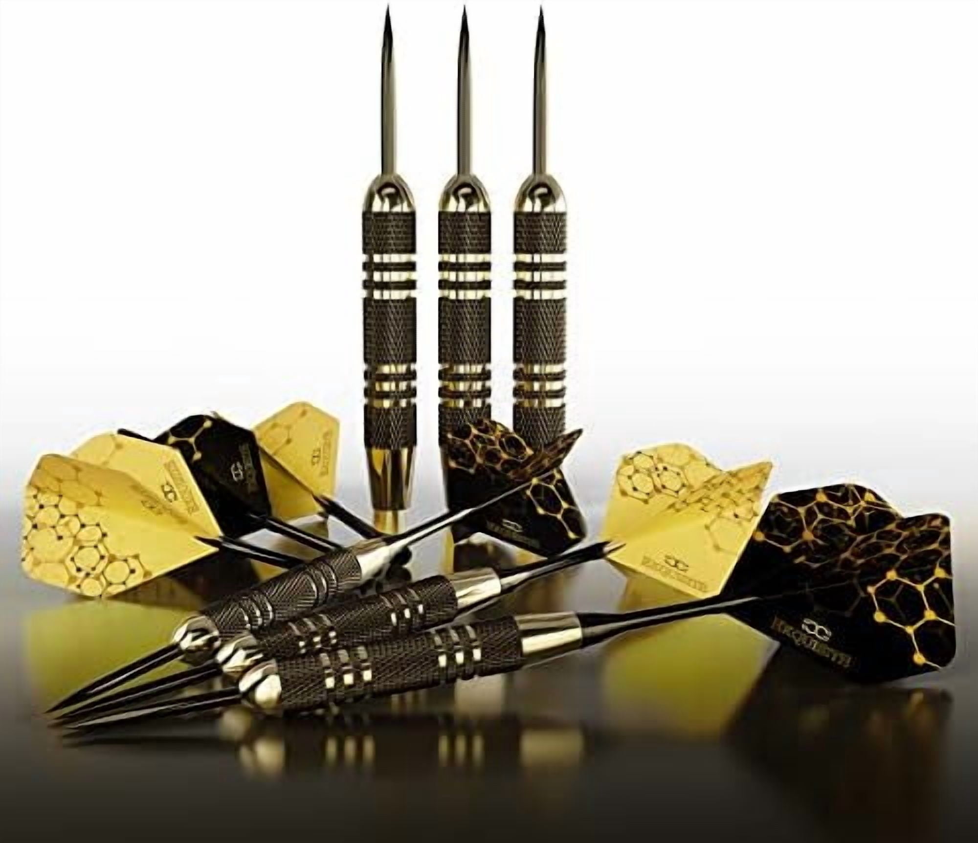 YNGLLC Premium Steel Tip Darts Set - Professional Darts, Brass Barrels, Metal Tip Darts, Extra Flights, (12) Aluminum Shafts 35/48, O-Rings, Dart Tool, Dart Sharpener, Darts Case