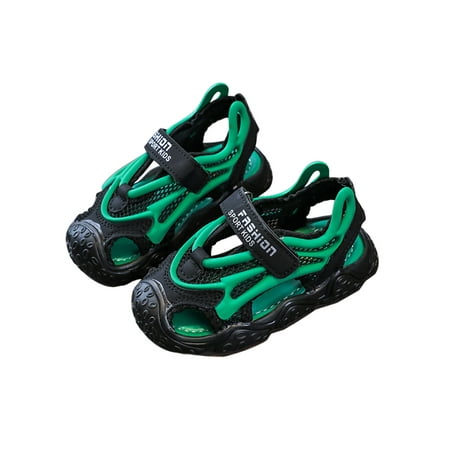 

Daeful Children Flat Sandals Summer Sandal Sports Beach Shoes School Quick Dry Non-Slip Closed Toe Black 9.5C