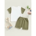 thumbnail image 5 of Elippeo Toddler Boy Summer Clothes 6 12 18 24 Months 3 4 Years Letter Print Short Sleeve T-Shirt with Solid Color Shorts 2Pcs Outfit, 5 of 10