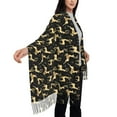 thumbnail image 5 of Cauagu Elegant Gold Moose Print Women Wrap Shawl tassels Scarves Retro Scarf 77.6"X28.3", 5 of 8