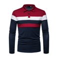 thumbnail image 4 of xiaxaixu Chemise pour Hommes, Manches Longues Col Rabattu Fermeture à Boutons Couleur Contrastée Rayée Hauts d'Automne, 4 of 5