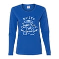 thumbnail image 2 of Wild Bobby Raised on Sweet Tea and Jesus Inspirational/Christian Women Graphic Long Sleeve Tee, Royal, Small, 2 of 5