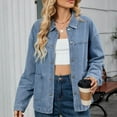thumbnail image 6 of YODETEY No Bunderies Women's Jean Jacket, Women's Denim Jacket Frayed Washed Button Up Cropped Denim Jacket With Pockets, Navy A Women's L, 6 of 7
