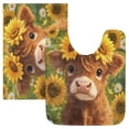 thumbnail image 3 of 2 Piece Soft Bathroom Rug Set Cute Highland Cow Bath Mat and U-Shaped Toilet Contour Rug (16"x24"+20"x24"), 3 of 9