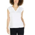 thumbnail image 2 of Michael Kors Womens Flutter-Sleeve Ruffled Blouse, White, X-Large, 2 of 2