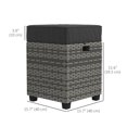 thumbnail image 3 of Outsunny 2 PCS Patio Wicker Ottoman Set with Removable Cushion Grey, 3 of 10