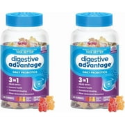 Digestive Advantage Daily Probiotic Gummies for Digestive Health, Gut Health & Immune Support, Probiotics for Men and Women - Delicious Natural Fruit Flavor, 80 Count (Pack of 2)