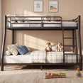 thumbnail image 4 of uiowio Twin over Full Metal Low Bunk Bed with Stairs, Safety Rail & Steel Slats, Space-Saving Heavy Duty Bed Frame for Adults & Teens, No Box Spring Needed, Black, 4 of 9
