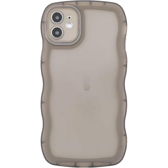 Compatible with iPhone 12 Mini Case 5.4" 2020, Cute Kawaii Curly Wave Frame Shape Soft Silicone Shockproof Protective Phone Case for Women Girls, Clear/Black