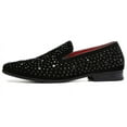 thumbnail image 4 of Santimon Men Velvet Loafers Rhinestone Flats Slip On Dress Tuxedo Shoes Black 7.5 US, 4 of 7