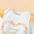 thumbnail image 5 of LAPAKIDS Fall Winter Infant Baby Girls Floral Outfit Clothes 3-6 Months Letter Printed Romper Tops Pants Headband 3Pcs Set, 5 of 7