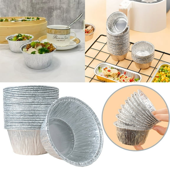 Air Fryer Paper Bowls & Disposable Aluminum Foil Trays | Oven-Safe Egg Tart Shells & Small Tin Foil Boxes | Ideal for Baking, Cooking & Party Food Serving