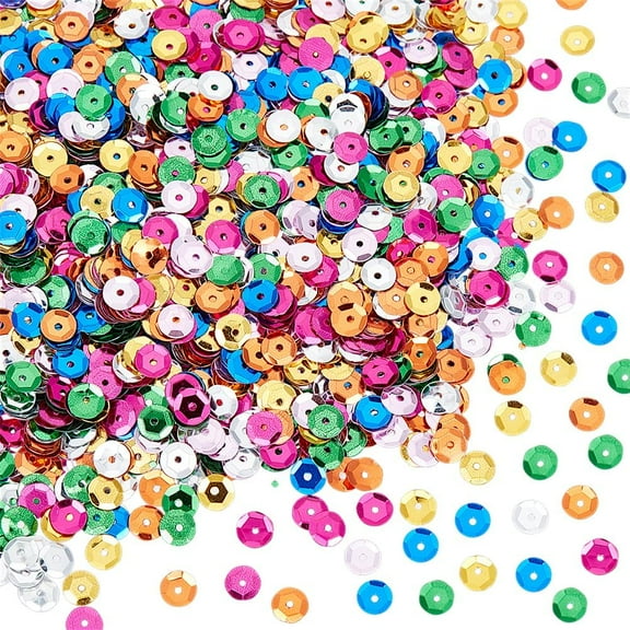 1 set 140G 7 colors Plastic Paillette Beads Semi-cupped Sequins Beads Center Hole Mixed color 6~7x0.5mm Hole: 1mm 20g/color Plastic