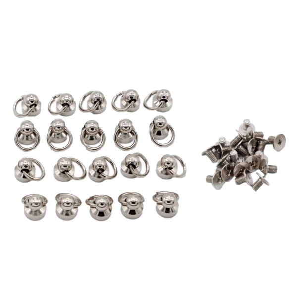 20 Piezas de Remache de Latón Remaches Tornillo Trasero Cabeza Redonda O Artesanía de Cuero - Gris negro, Individual Plata Macarena Remaches de tornillo de anillo