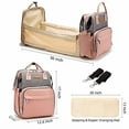thumbnail image 6 of Diaper Bag with Changing Station, Travel Foldable Baby Bed, Baby Bag Backpack, Multi-Function Large-Capacity, Portable Bassinets with USB Charging Port, Waterproof, Grey/Pink, 6 of 6