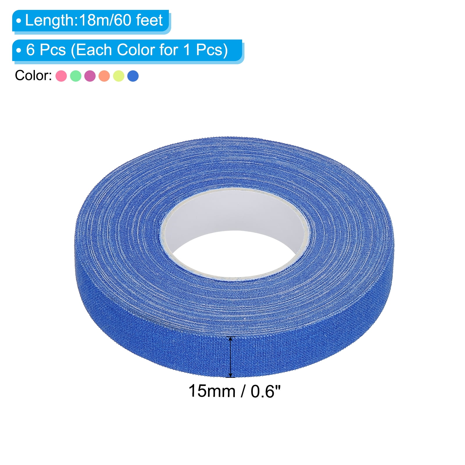 Uxcell 0.6 inch x 60 feet Neon Gaffer Cloth Tape, 6 Roll Fluorescent Adhesive Tape Black Light Glow Tape, Six Colors